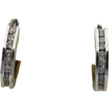 10k White & Yellow Gold Round Diamond Hoop Huggie Earrings 0.25CT