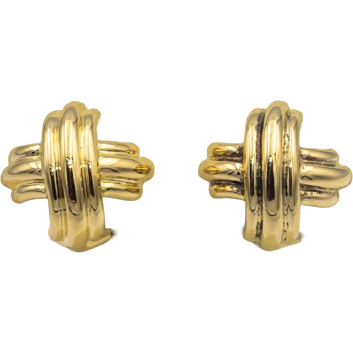 TIFFANY & CO. 18k Yellow Gold Jewelry "X" Kiss Earrings