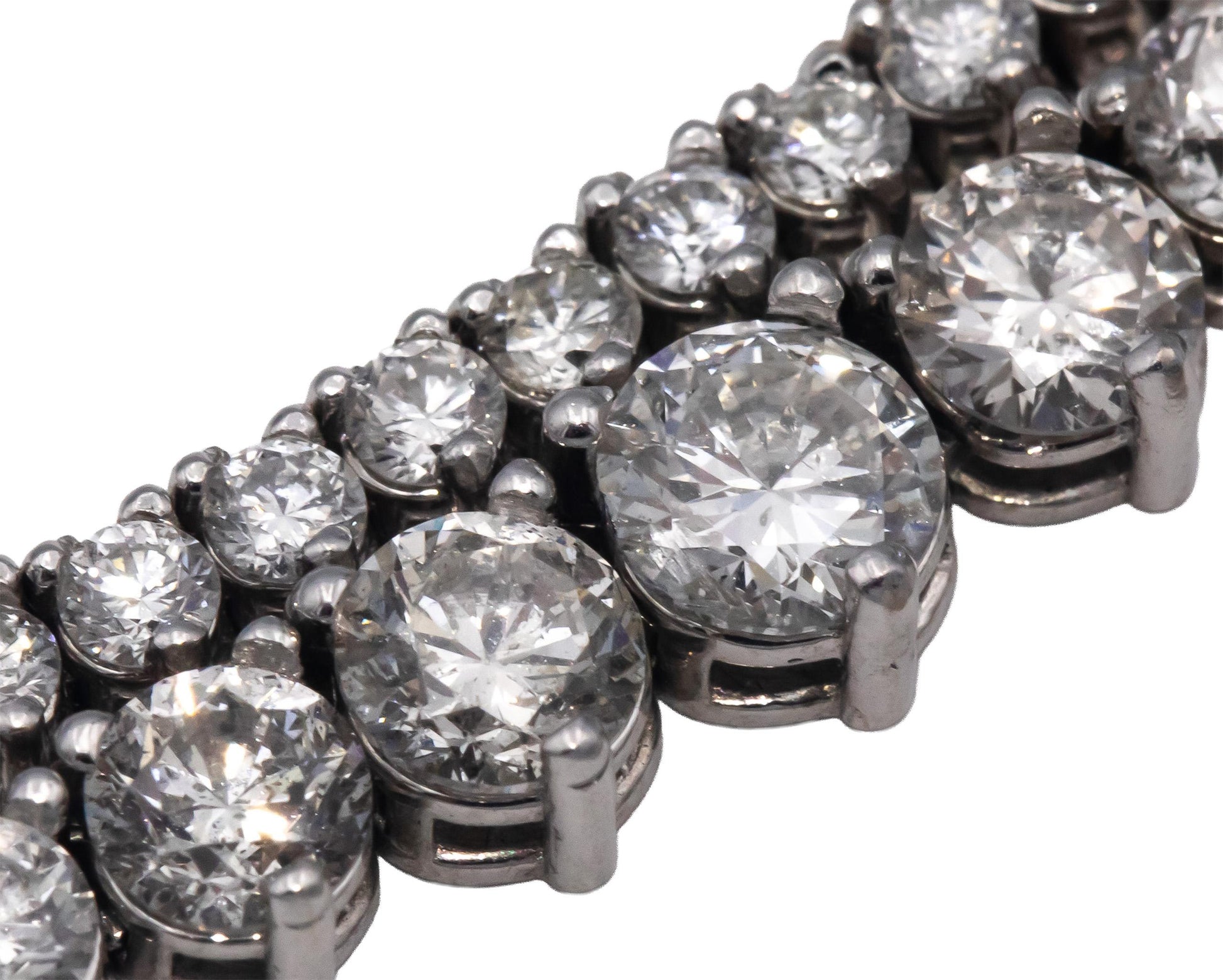 14k White Gold Round Cut Diamond Graduated Riviera Necklace 11.85CT