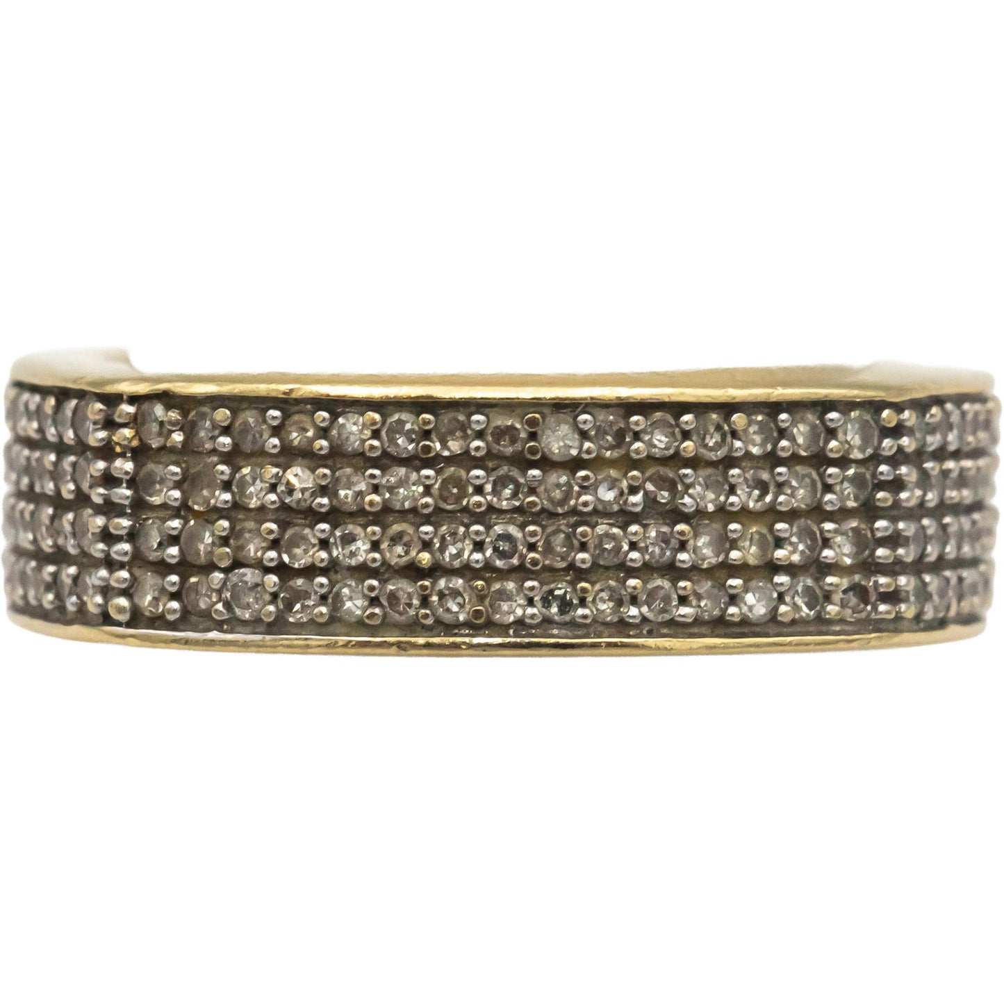 14k Yellow Gold 1.0CT Round Cut Diamond Pave Men's Eternity Band Ring Size 8