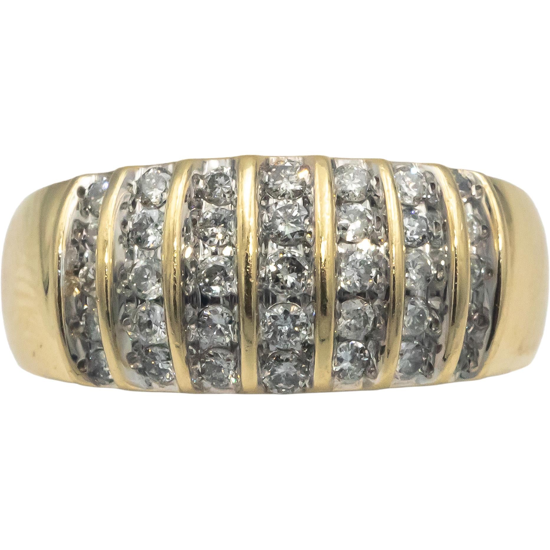 14k Yellow Gold 0.50CT Round Cut Diamond Band Ring Size 6.5