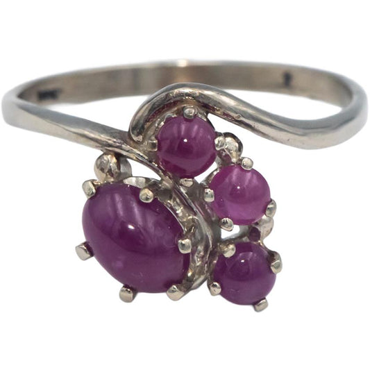 10k White Gold 0.50CT Cabochon Cut Ruby Ring Size 8.5