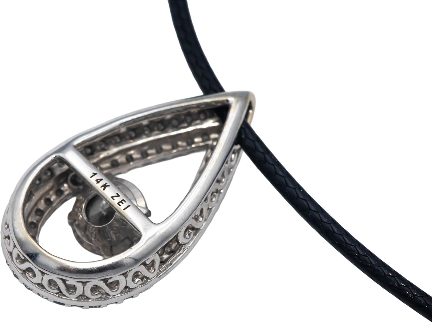 14k White Gold 1.0CT VS Diamond Pendant Necklace w/ 0.25CT Center