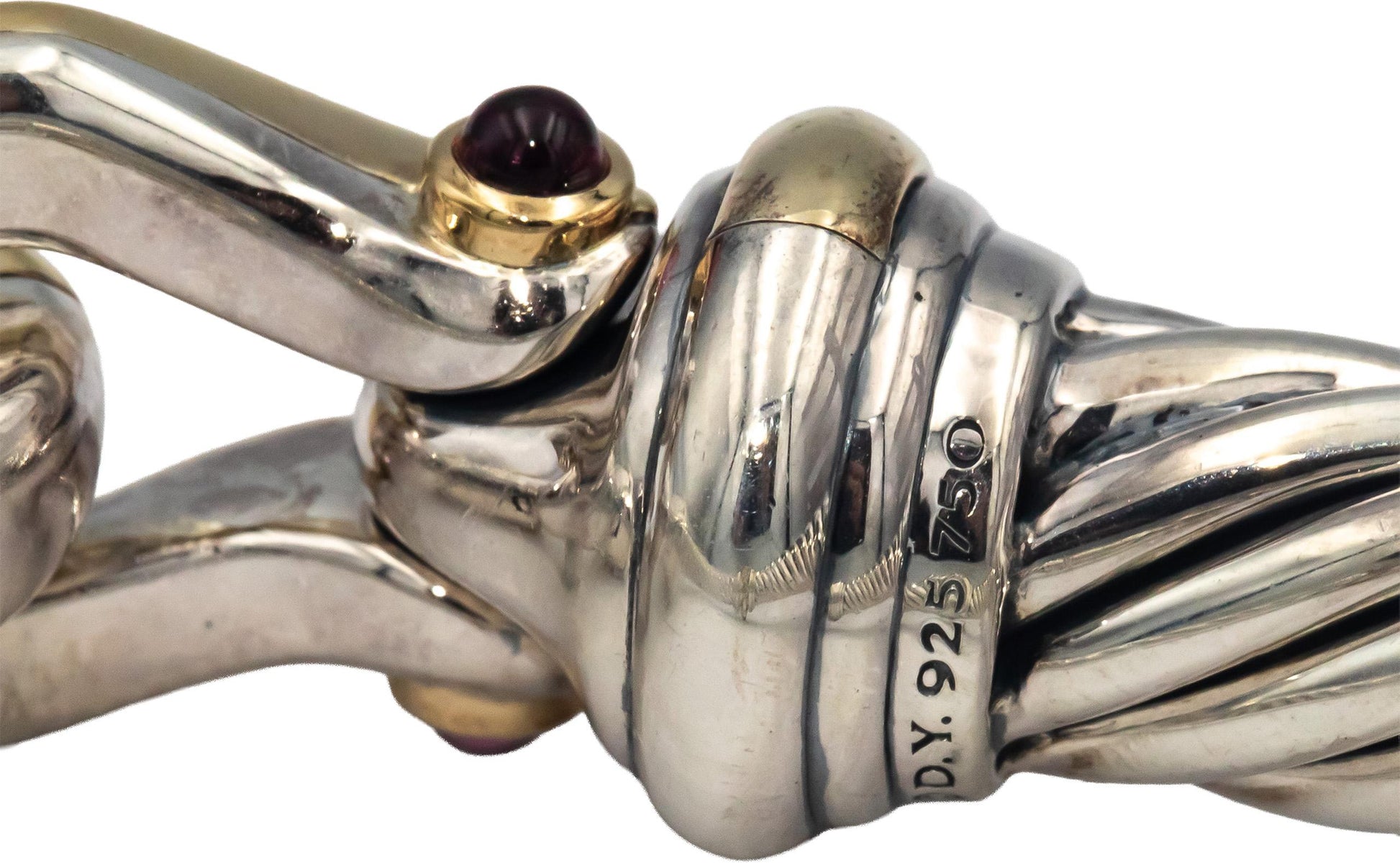 DAVID YURMAN 18k Gold Sterling Silver Gemstone 10mm Buckle Bracelet $2250 Retail