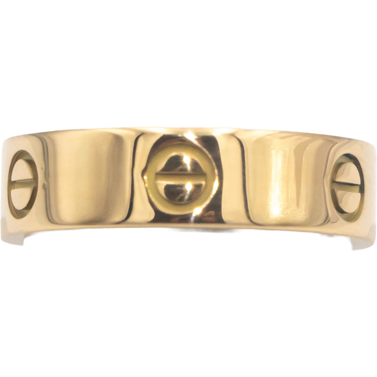 CARTIER 18k Yellow Gold Love Screw Motif Ring 6mm Wide Size 10.5 Euro 63