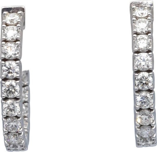 14k White Gold Jewelry VS Round Cut Diamond Inside Out Hoop Earrings 4.31CT