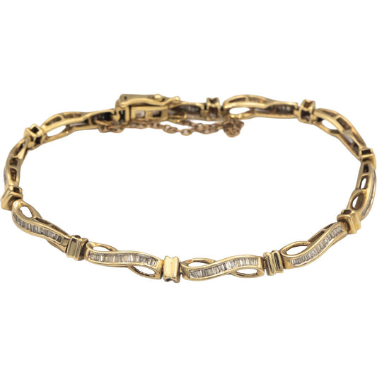 10k Yellow Gold Jewelry 1.0CT Baguette Channel Set Diamond Fancy Link Bracelet