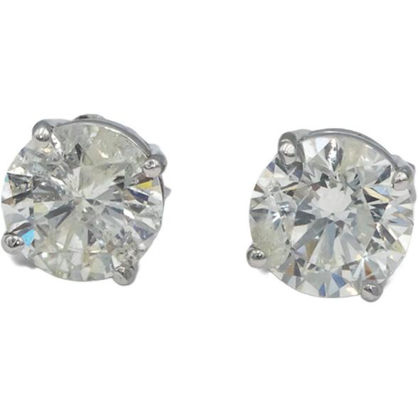 14k White Gold Round Diamond Stud Earrings 2.65CT