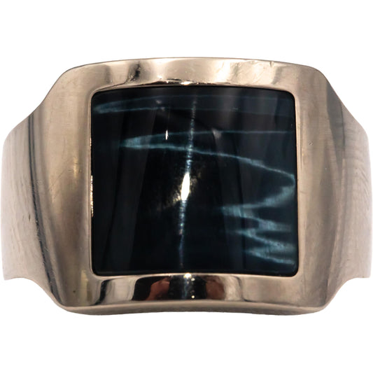 CARTIER 18k White Gold Santos-Dumont Falcon Eye Ring w/ Receipt Size 7.5 Euro 56