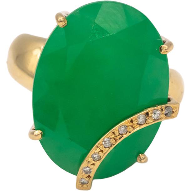 Diamond & Emerald 18k Yellow Gold Jewelry Jumbo Cocktail Ring 16.55CT Size 5.5
