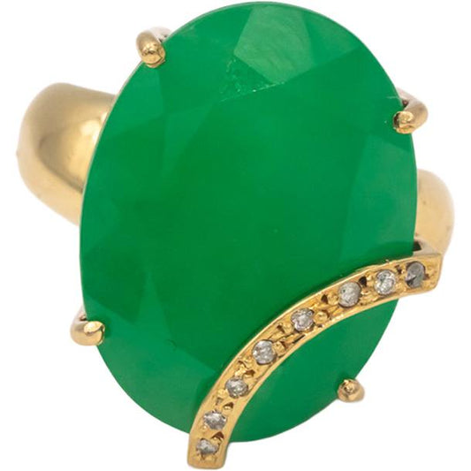 Diamond & Emerald 18k Yellow Gold Jewelry Jumbo Cocktail Ring 16.55CT Size 5.5