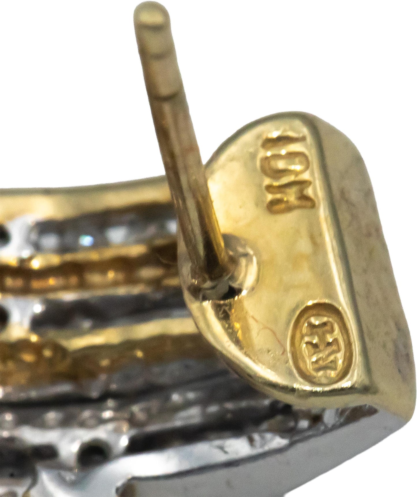 Diamond 10k Yellow & White Gold Channel Set Curved Stud Earrings 0.50CT