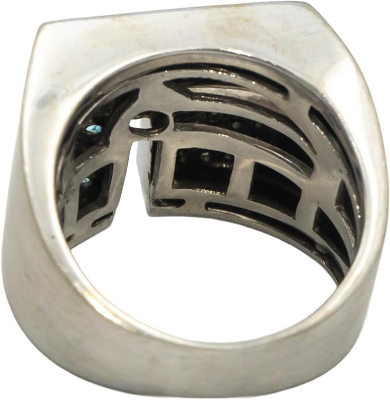 Diamond and Aquamarine 18k White Gold Abstract Cluster Ring 0.85CT Size 7