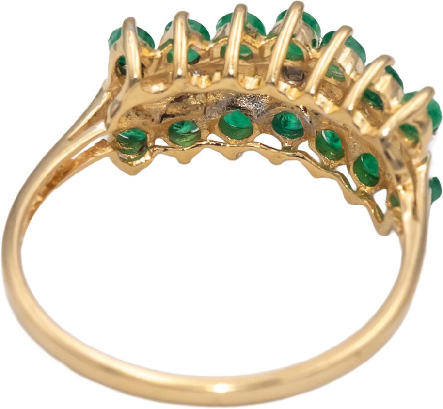 Emerald 10k Yellow & White Gold Band Ring 0.50CT Size 8 w/ Diamond Accents