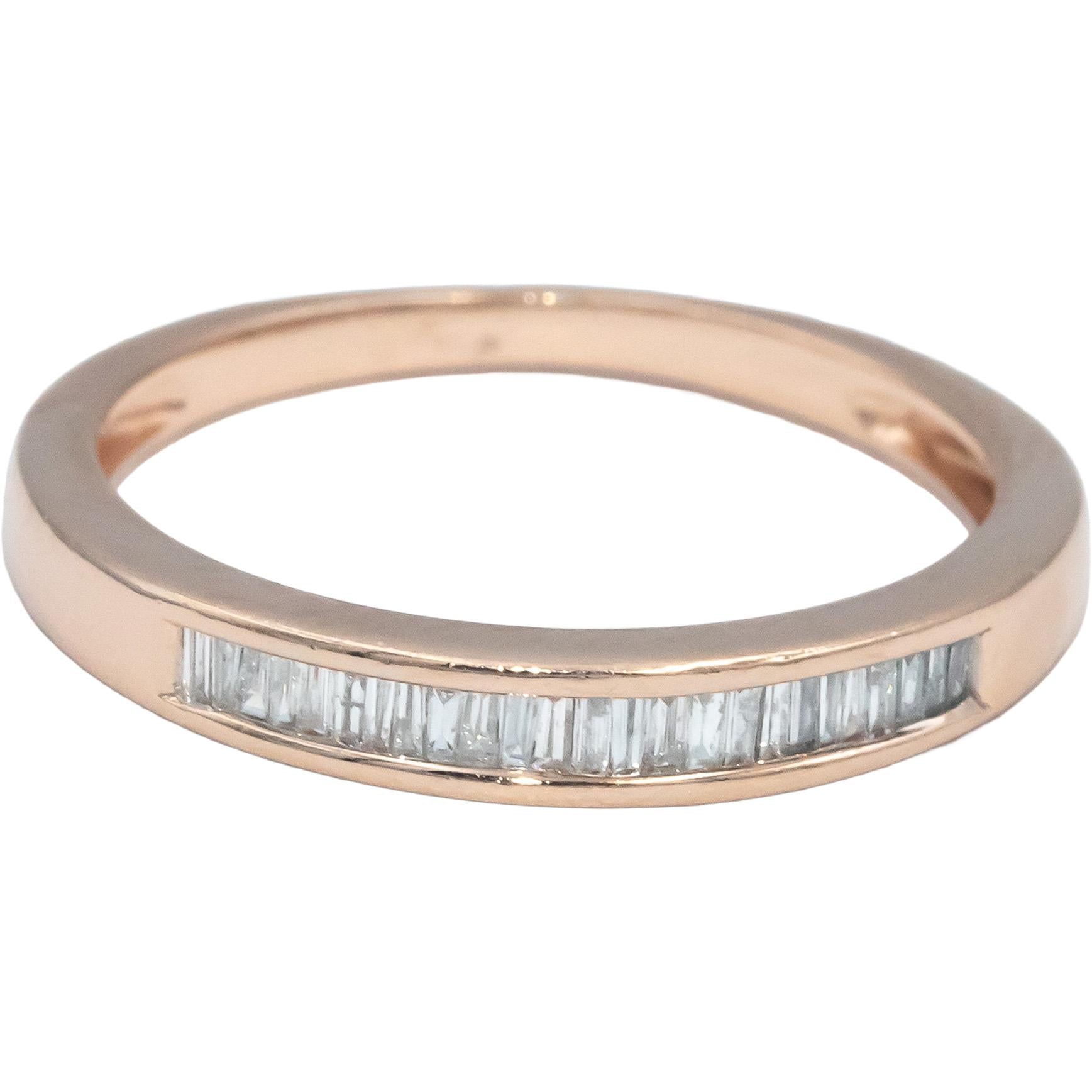 14k Rose Gold VS Baguette Diamond Channel Set Anniversary Ring .25 CT Size 8