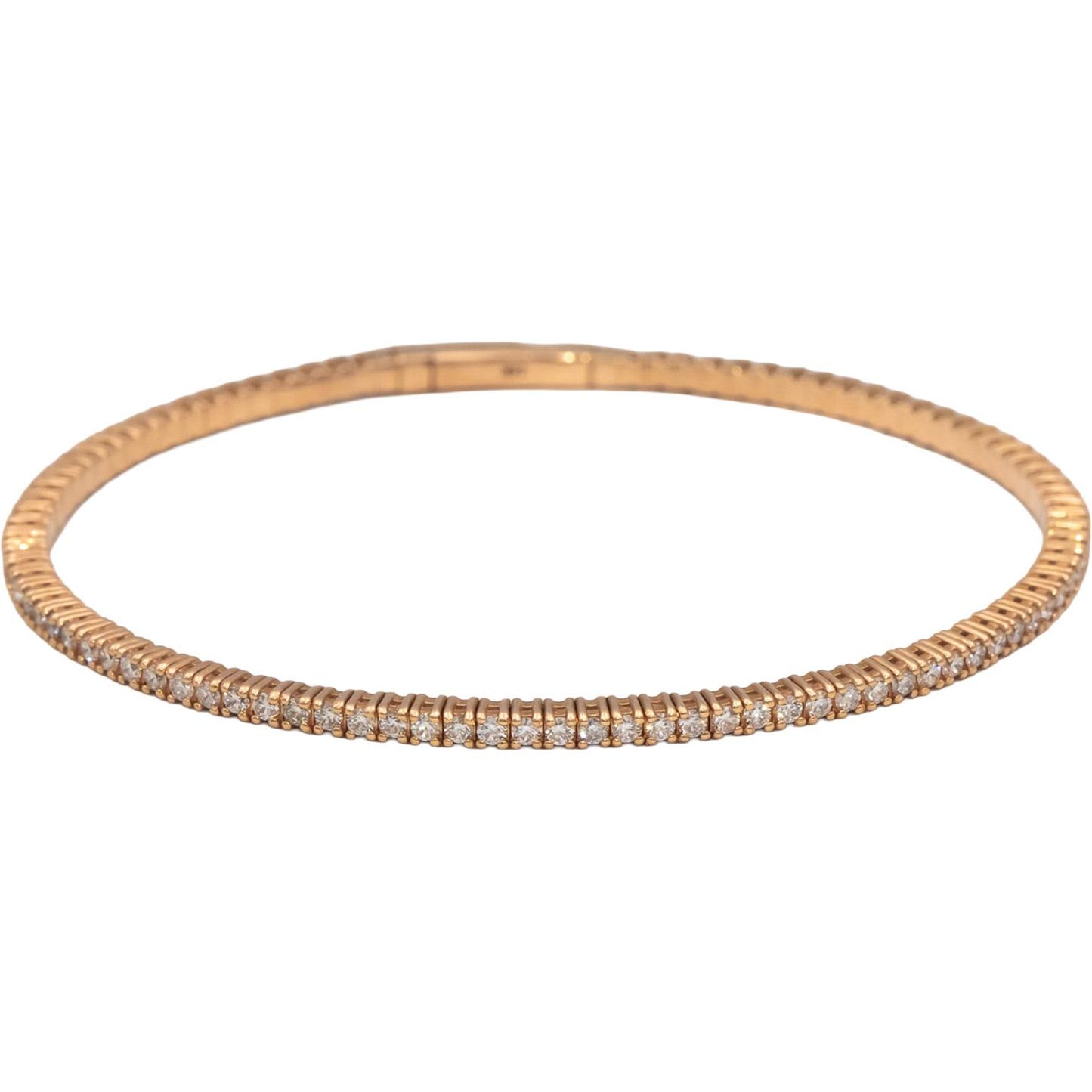 14k Rose Gold VS Round Diamond Semi-Flexible Bangle Bracelet 1.70CT