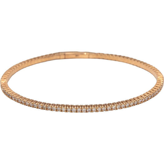 14k Rose Gold VS Round Diamond Semi-Flexible Bangle Bracelet 1.70CT