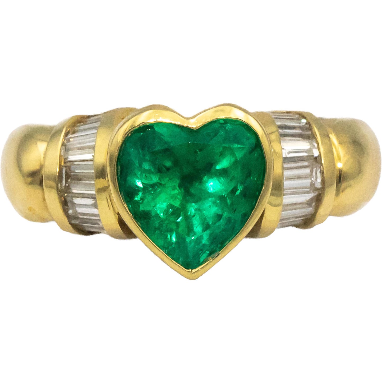GIA Certified 18k Gold Heart Colombian Emerald & Diamond Ring 2.10CT Size 6