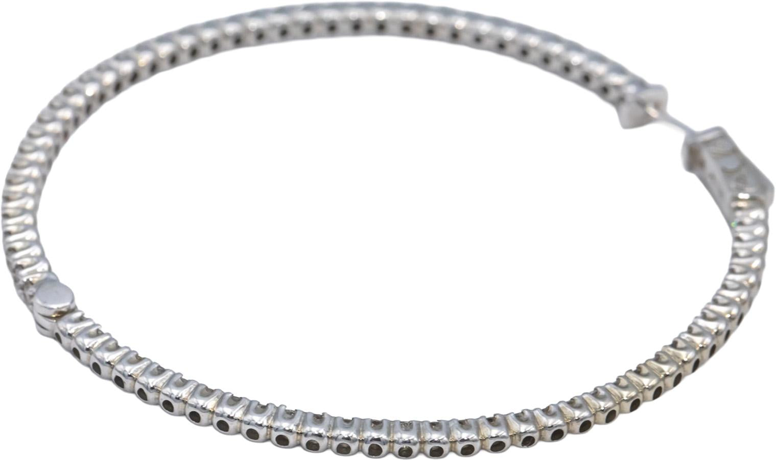 14k White Gold Round Diamond Inside Out Circle Jumbo Hoop Earrings 3.85CT