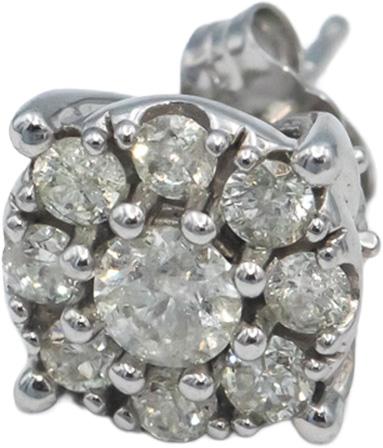 Round Diamond 10k White Gold Cluster Stud Earrings 1.20CT