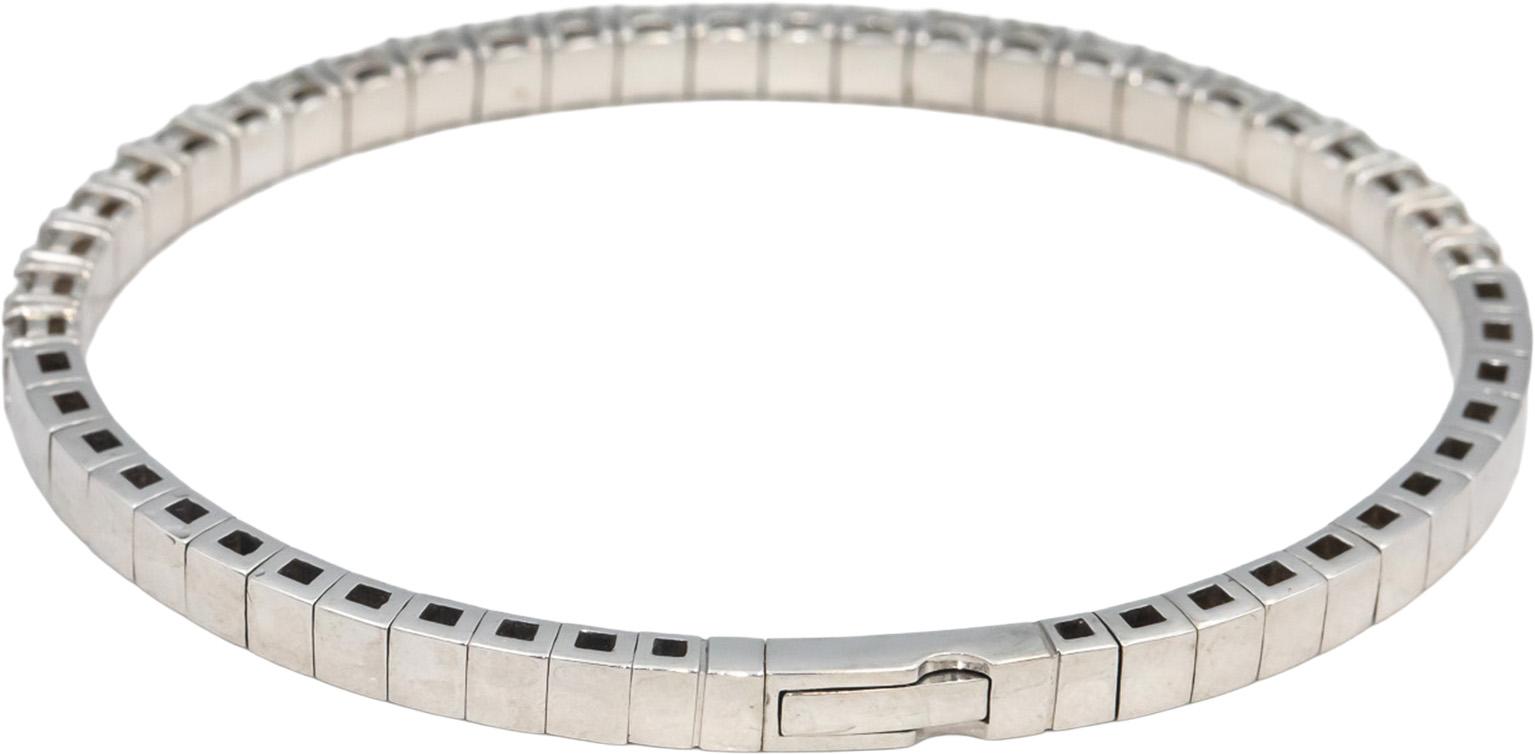 14k White Gold Round Diamond Flexible Bangle Bracelet 4.83CT