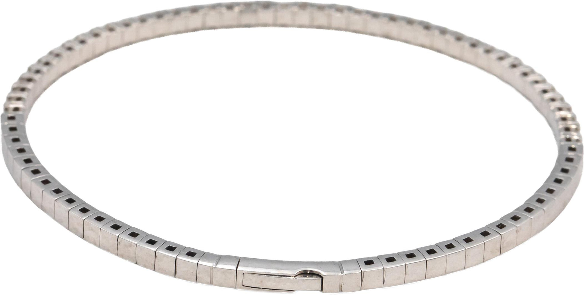 14k White Gold VS Round Diamond Flexible Bangle Bracelet 1.54CT