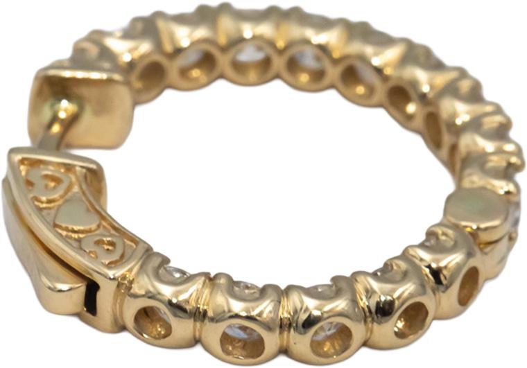 14k Yellow Gold Round Diamond Inside Out Circle Hoop Earrings 3.55CT