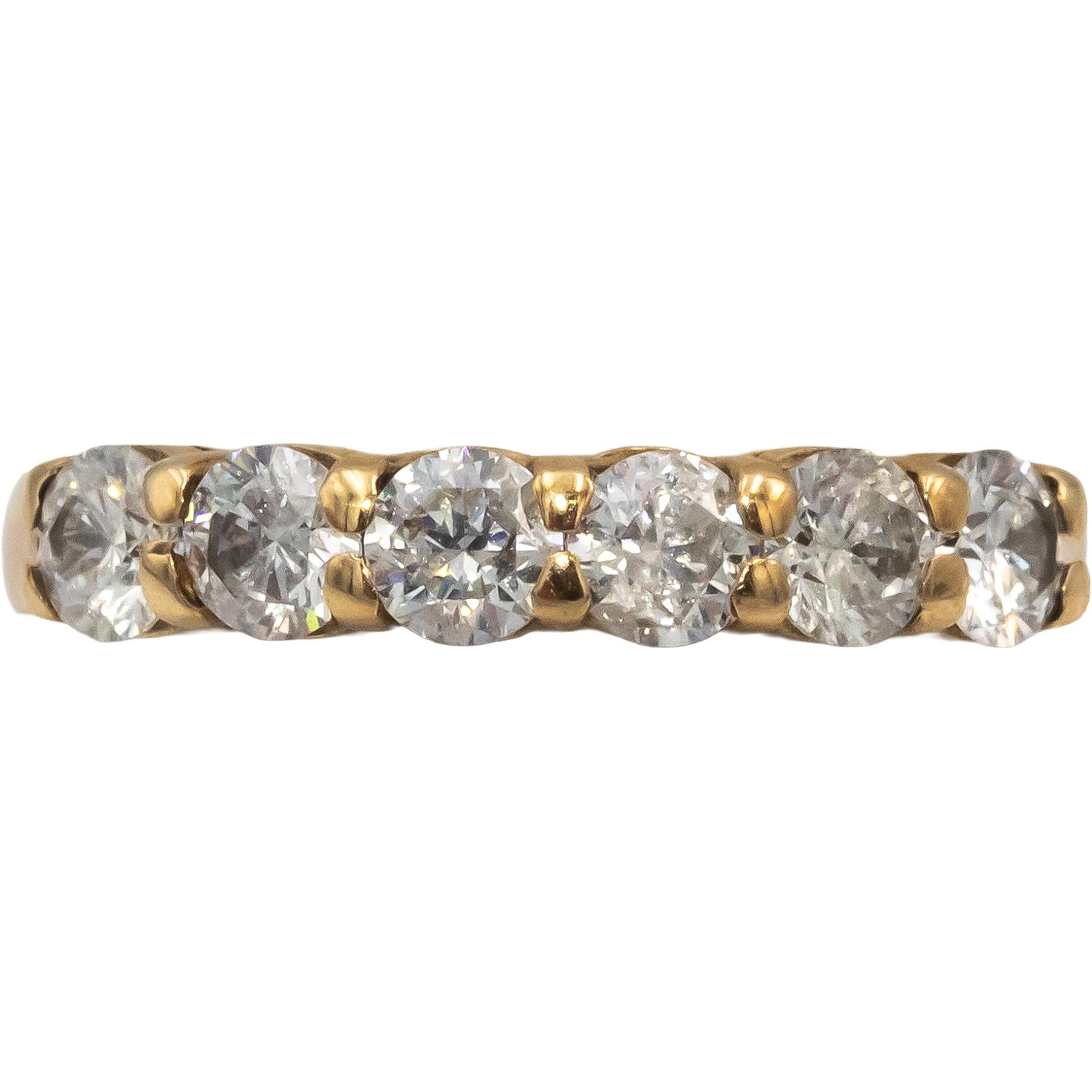 10k Yellow Gold Round Diamond Five Stone Band Ring 1.14CT Size 5.75