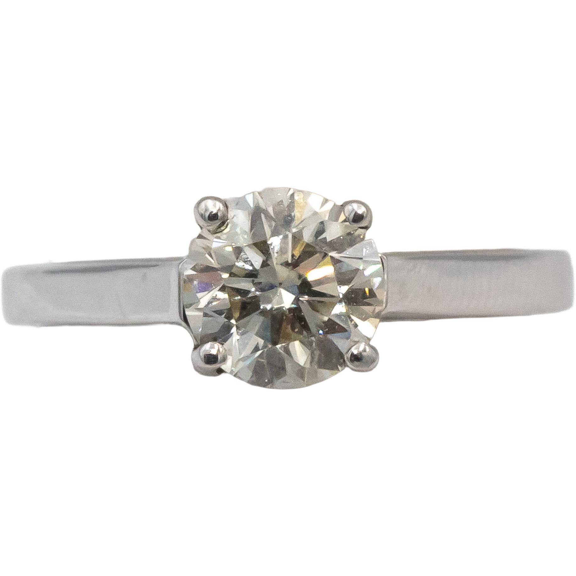 Round Diamond 18k White Gold Solitaire Engagement Ring 1.09CT Size 6