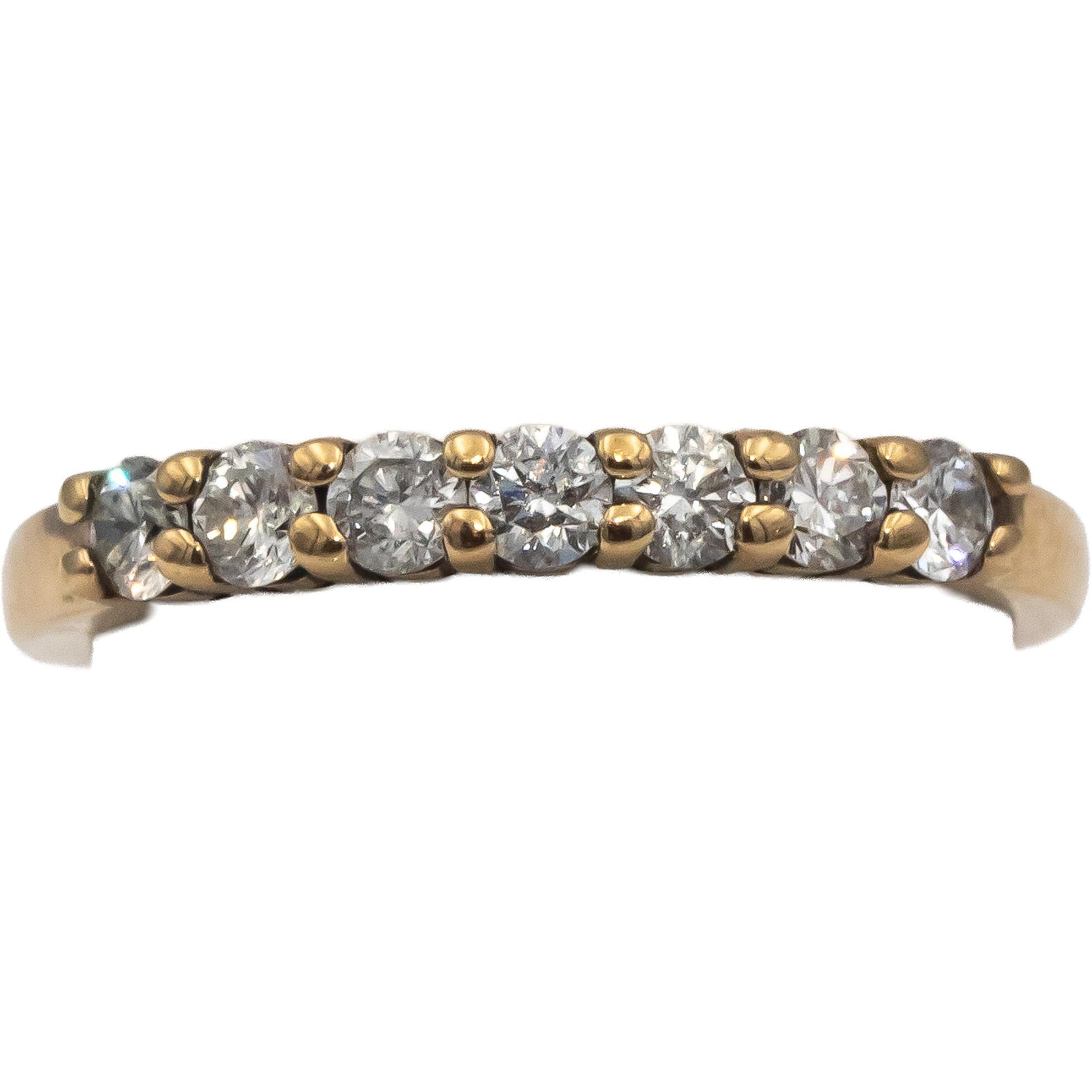 10k Yellow Gold Round Diamond Seven Stone Band Ring 0.52CT Size 6.75