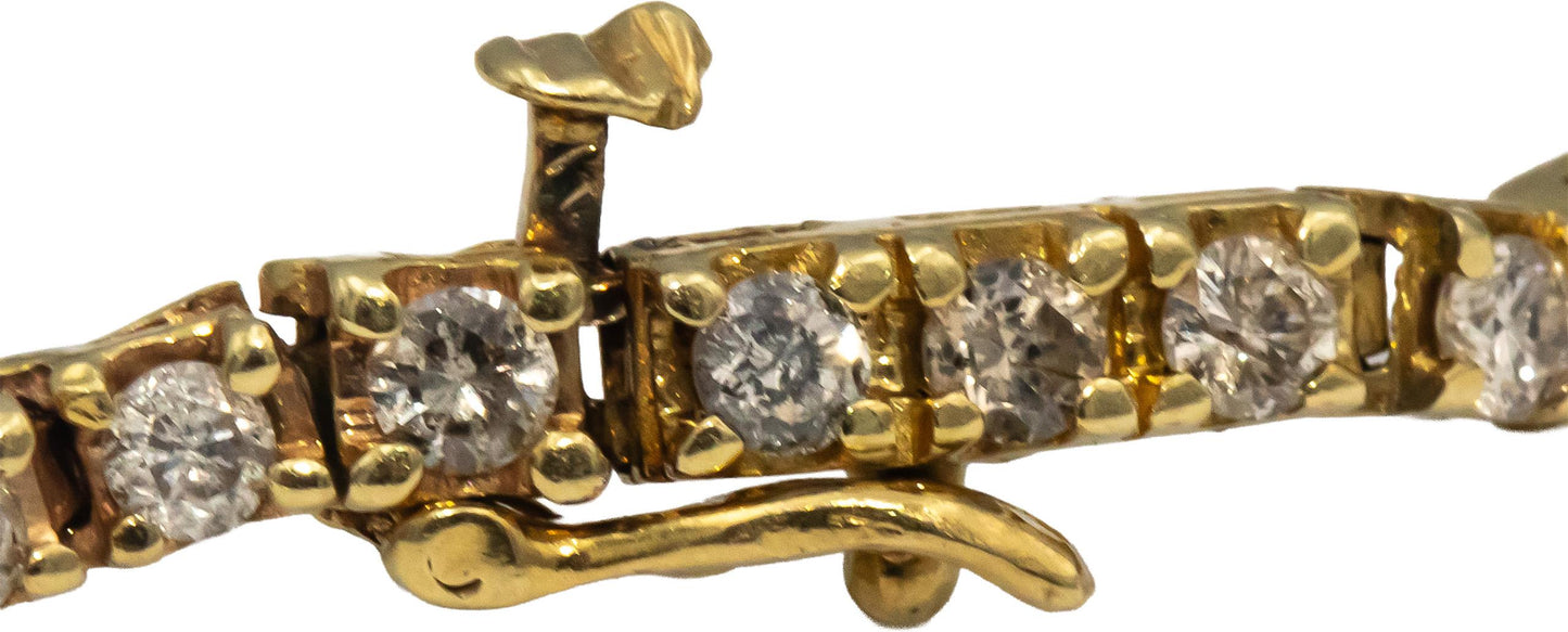 14k Yellow Gold Round Diamond Tennis Bracelet 2.50CT