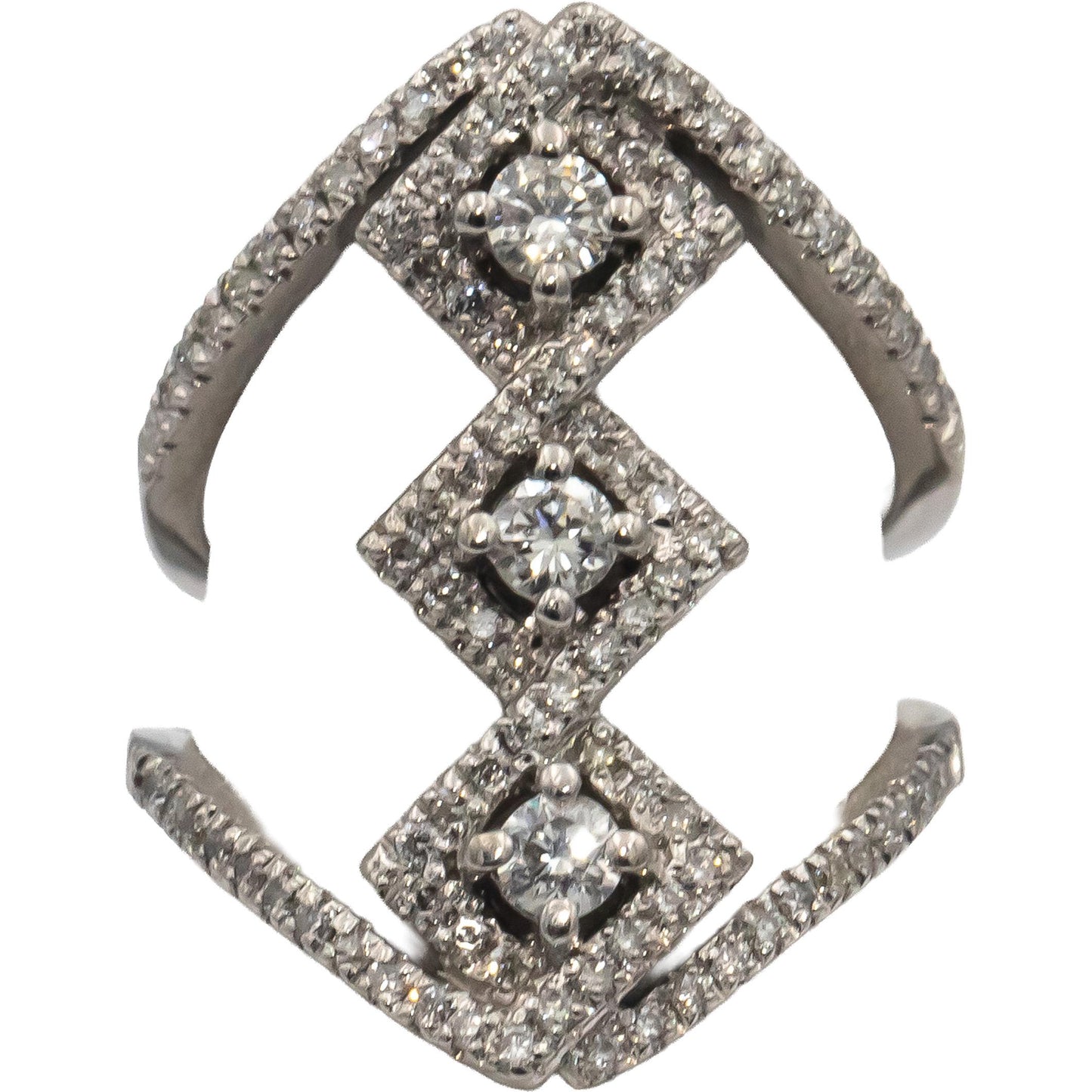 14k White Gold Round Diamond Cocktail Ring 0.75CT Size 5