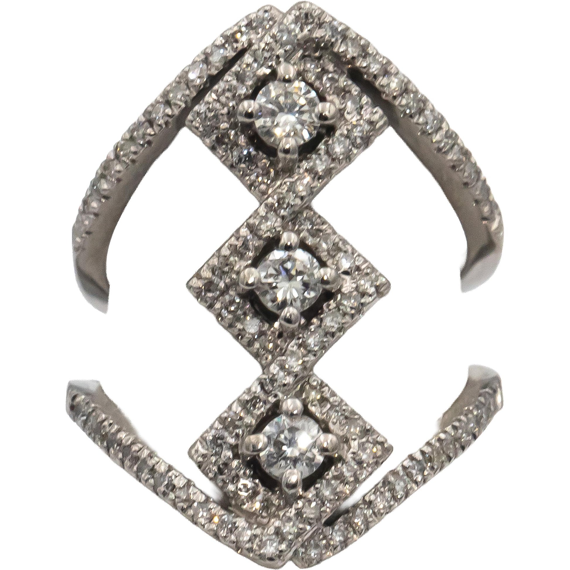 14k White Gold Round Diamond Cocktail Ring 0.75CT Size 5