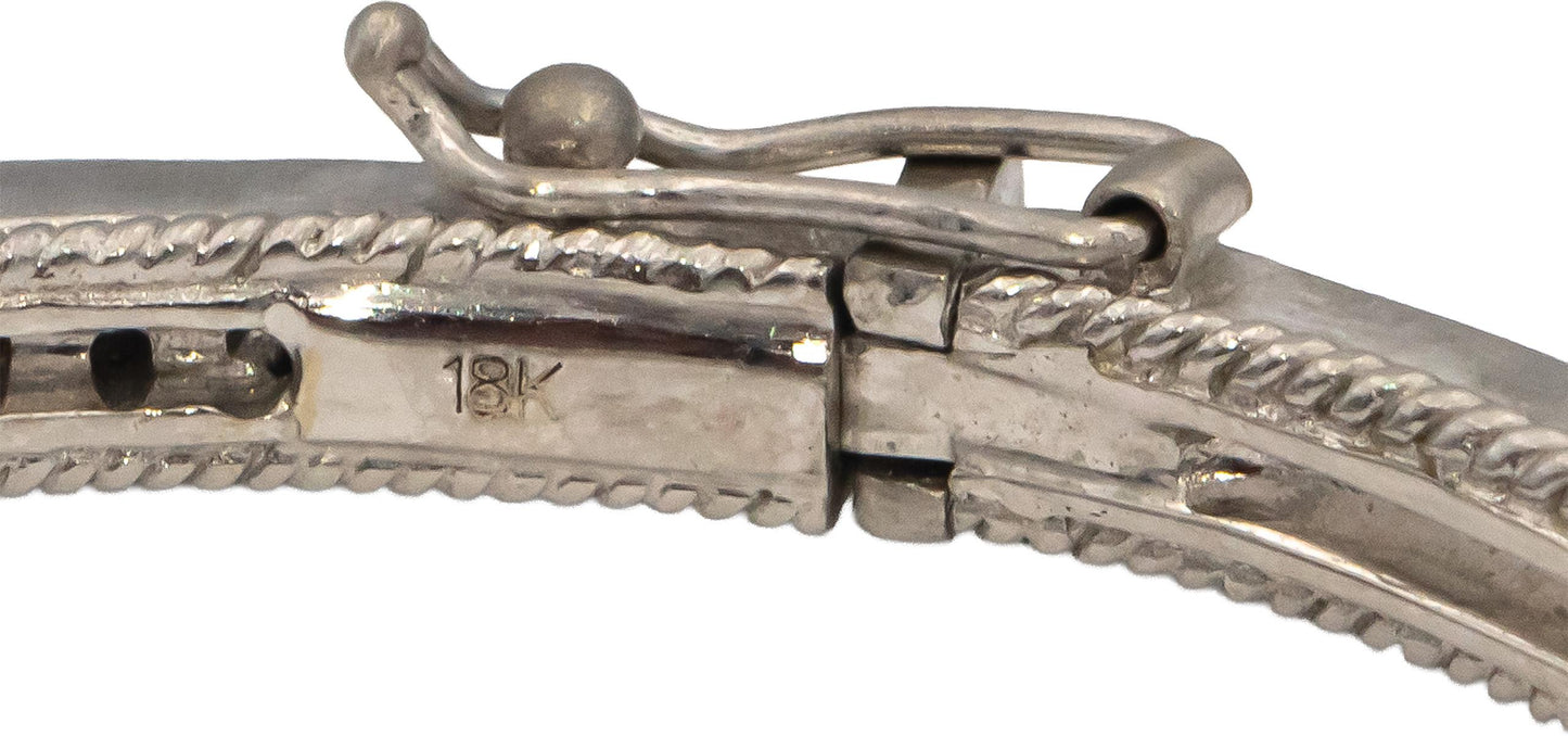 18k White Gold VS Round Diamond Bangle Bracelet 0.58CT