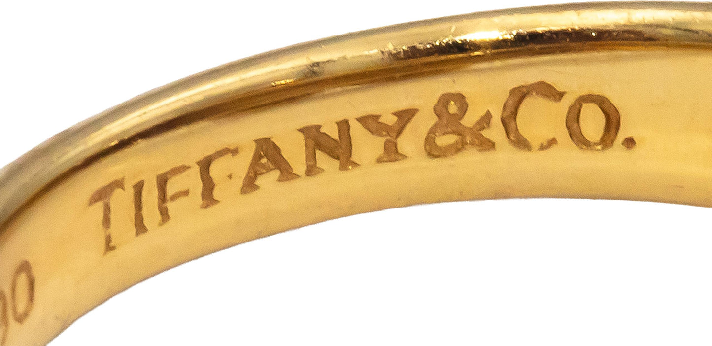 TIFFANY & CO. Vintage 18k Yellow Gold Round Diamond "X" Style Ring .17CT Size 7