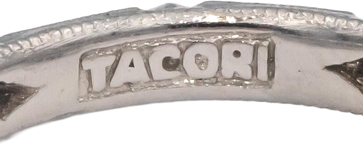 TACORI Platinum Oval Sapphire Round Diamond Cocktail Ring 0.99CT Size 6.5