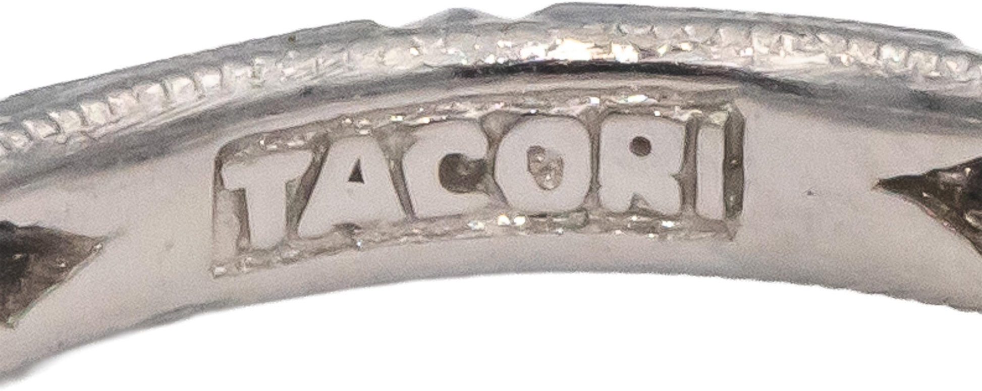 TACORI Platinum Oval Sapphire Round Diamond Cocktail Ring 0.99CT Size 6.5