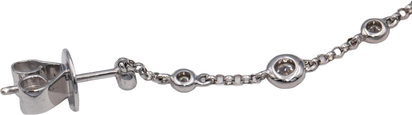 18k White Gold VS Round Bezel Set Diamond Drop Dangle Earrings 0.75CTW