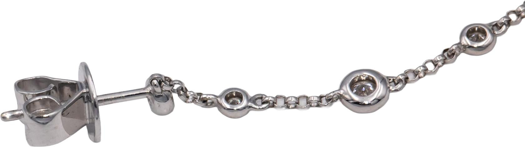 18k White Gold VS Round Bezel Set Diamond Drop Dangle Earrings 0.75CTW