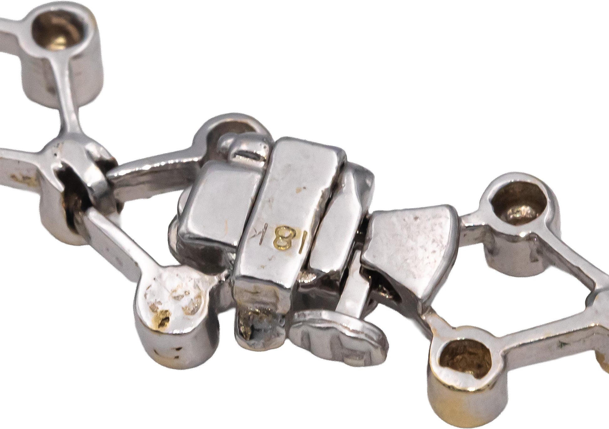 18k White & Yellow Gold Round Bezel Set Diamond Lattice Collar Necklace 2.50CTW