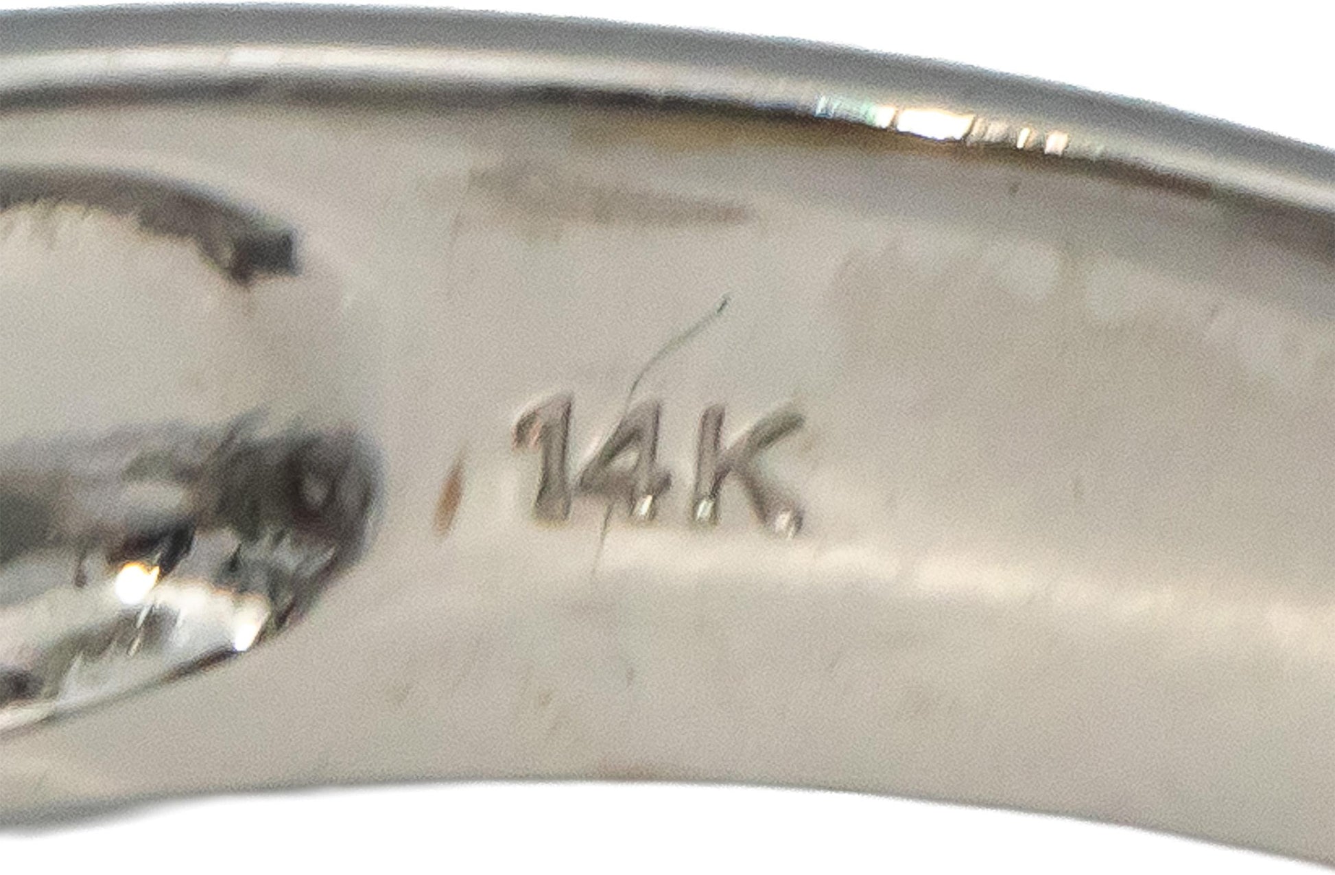 14k White Gold Cabochon Cut Bezel Set Opal Solitaire Ring 2.0CT Size 10