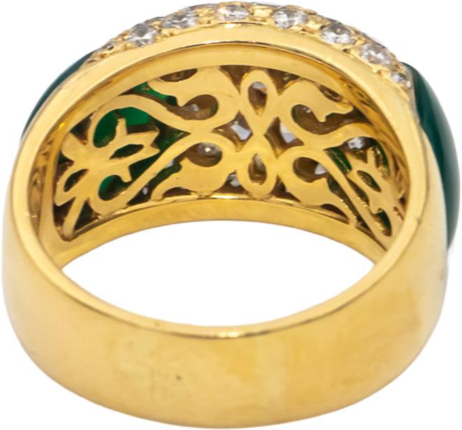 18k Yellow Gold VS Round Diamond Green Chalcedony Cocktail Ring 2.0CT Size 8.25
