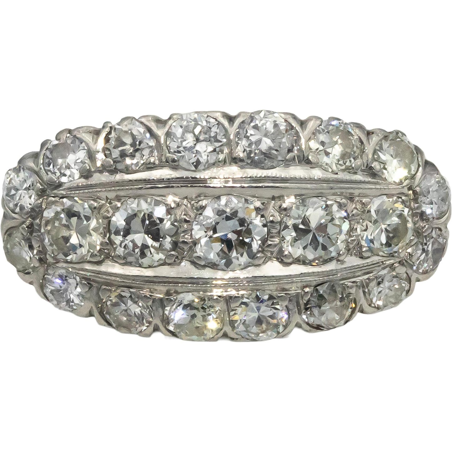 Vintage Antique 18k White Yellow Gold Old Euro Diamond Ring 1.40CT Size 9