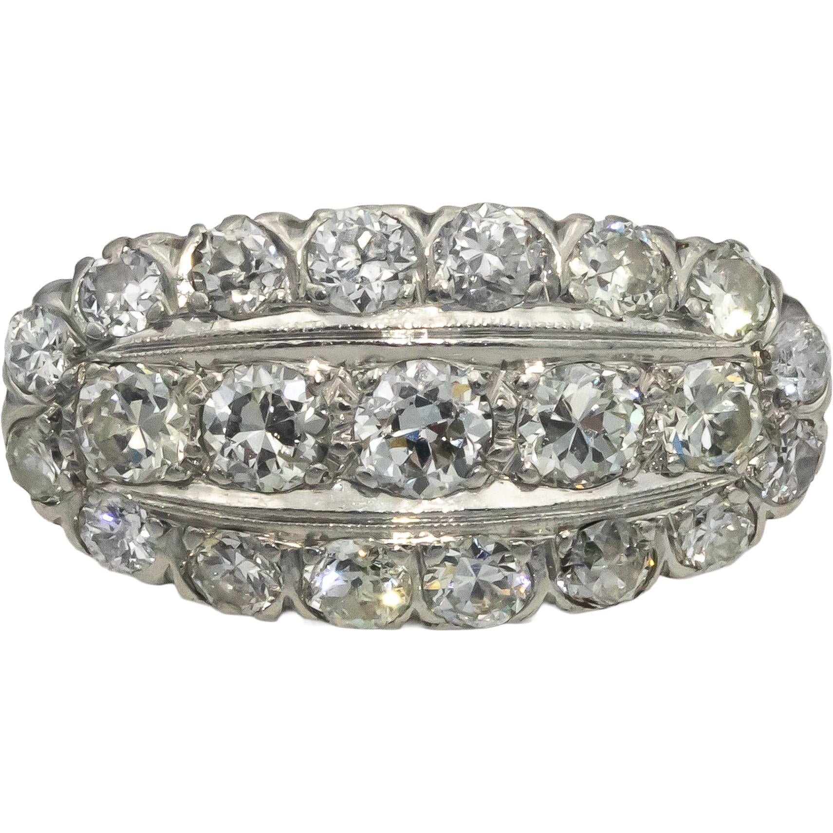 Vintage Antique 18k White Yellow Gold Old Euro Diamond Ring 1.40CT Size 9