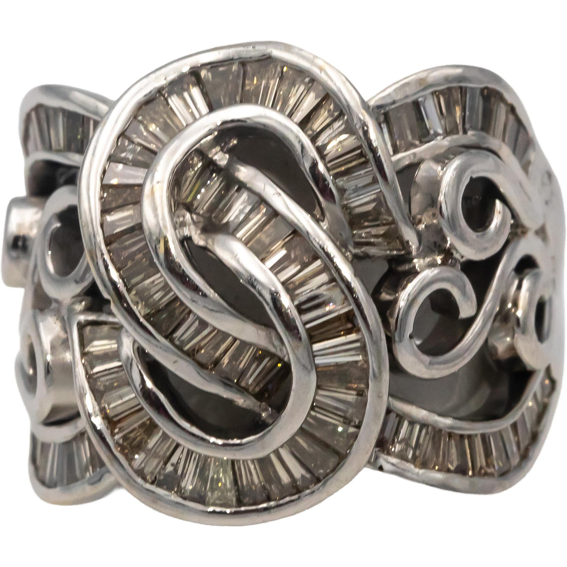 18k White Gold Baguette Cut Channel Set Diamond Cocktail Ring 2.50CT Size 9