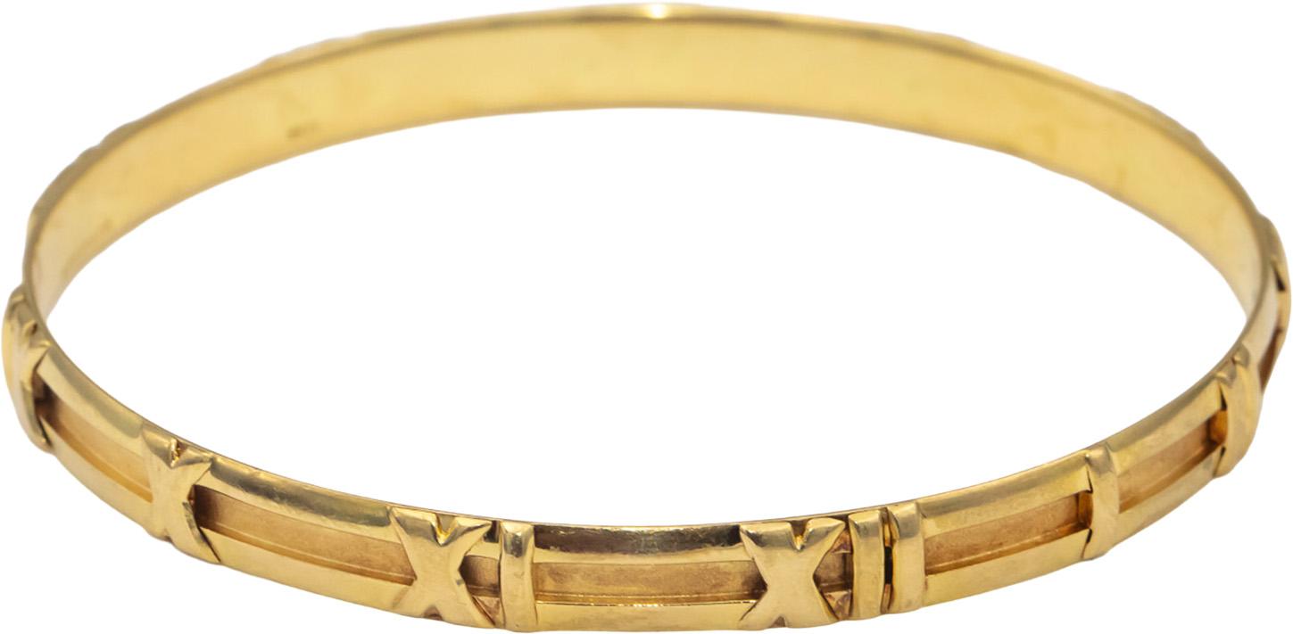 TIFFANY & CO. Vintage 18k Yellow Gold Atlas Collection Bangle Bracelet