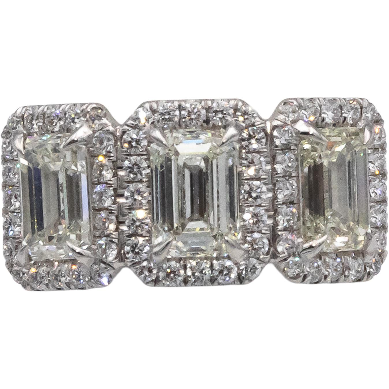 GIA Certified 18k White Gold Diamond Engagement Ring 4.04CTW Size 6.5