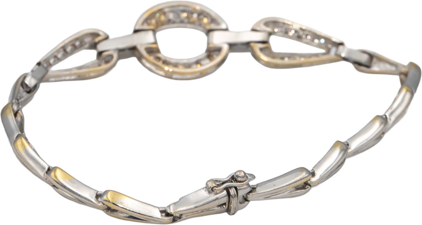 18k White Gold VS Round Diamond Fancy Link Bracelet 1.0CT