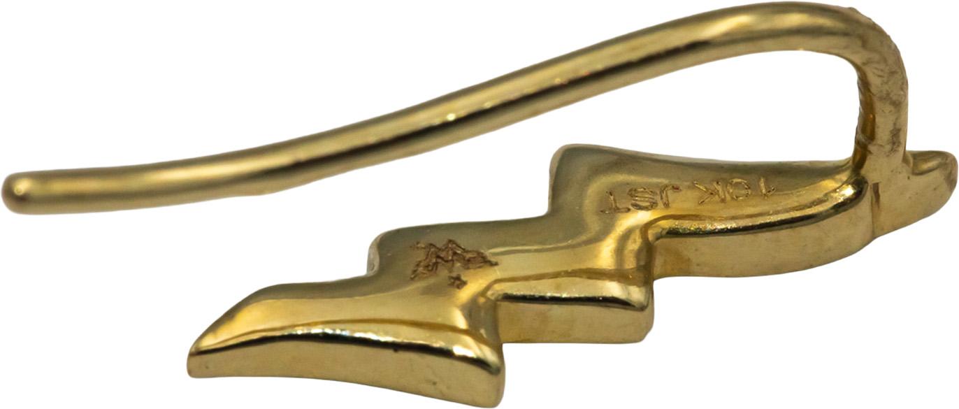 10k Yellow Gold Round Diamond Lightning Bolt Dangle Earrings 0.10CT