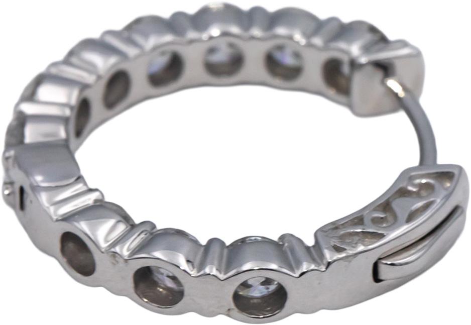 14k White Gold Round Diamond Inside Out Hoop Earrings 5.0CT